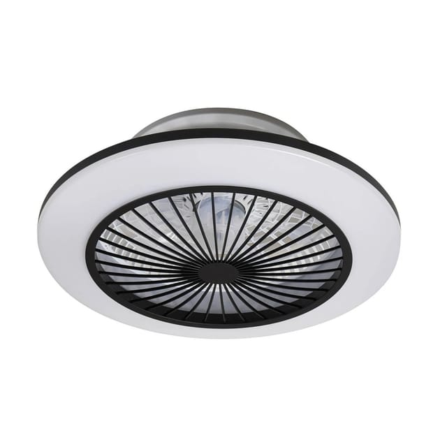 Lindby LED Deckenventilator mit Lampe Mamuti 10022134 Dimmbar Leselampe Modern in Schwarz aus Aluminium Wohnzimmerleuchte