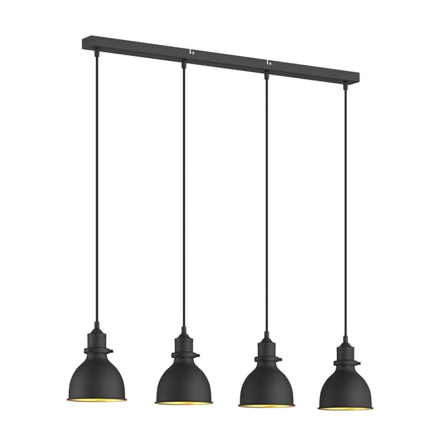 Lindby Pendelleuchte Jasminka 9621725 Vintage Industriell in Schwarz aus Metall 4-flammig E27 Küchenleuchte