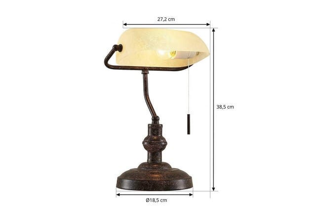 Lindby Tischlampe Profina 9627209 Retro Vintage Antik in Braun aus Metall 1-flammig E27 Arbeitszimmerleuchte