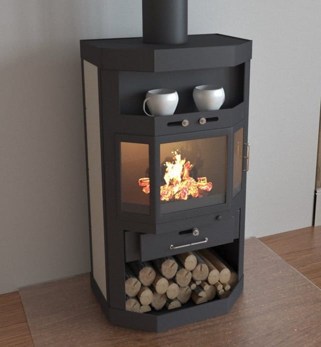 Victoria Kaminofen Taro mit Keramikverkleidung und 9,04 kW