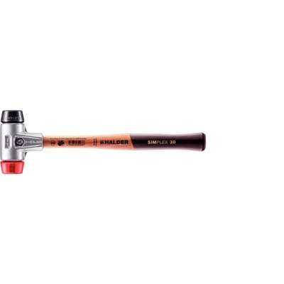 Halder Simplex Schonhammer Ø 30 mm Gummi Schwarz Plastik Rot mit Aluminiumgehäuse