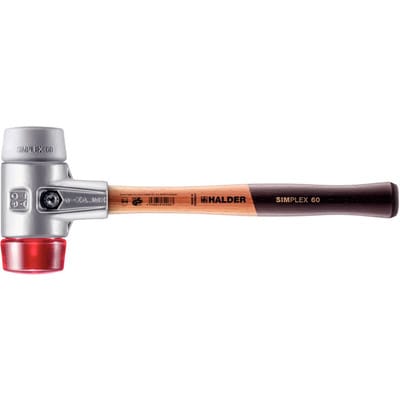 Halder Simplex Schonhammer Ø 60 mm TPE-mid Grau Plastik Rot mit Aluminiumgehäuse