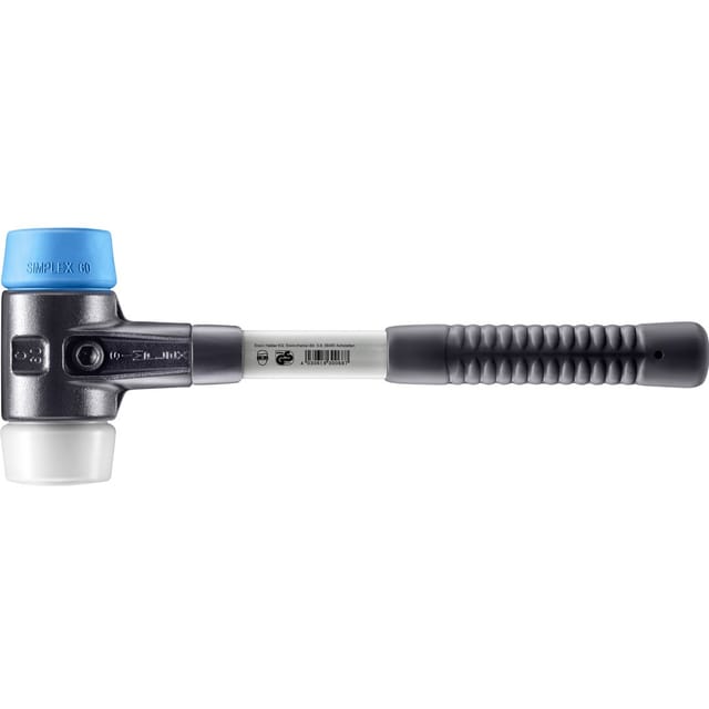 Halder Simplex Schonhammer Ø 60 mm TPE-soft Blau Superplastik mit Verstärktem Tempergussgehäuse und FiberglasStiel
