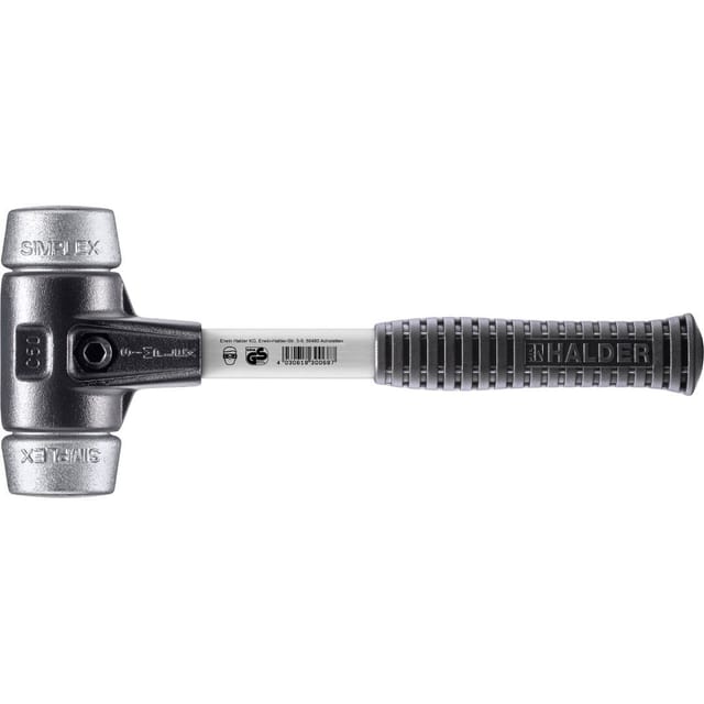 Halder Simplex Schonhammer Ø 50 mm Weichmetall mit Verstärktem Tempergussgehäuse und FiberglasStiel