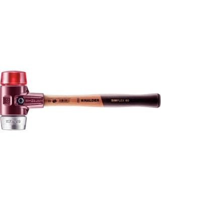 Halder Simplex Schonhammer Ø 60 mm Plastik Rot Weichmetall mit Tempergussgehäuse