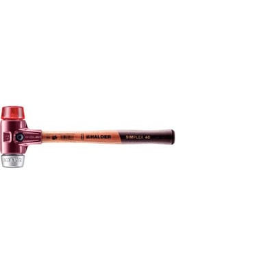 Halder Simplex Schonhammer Ø 40 mm Plastik Rot Weichmetall mit Tempergussgehäuse