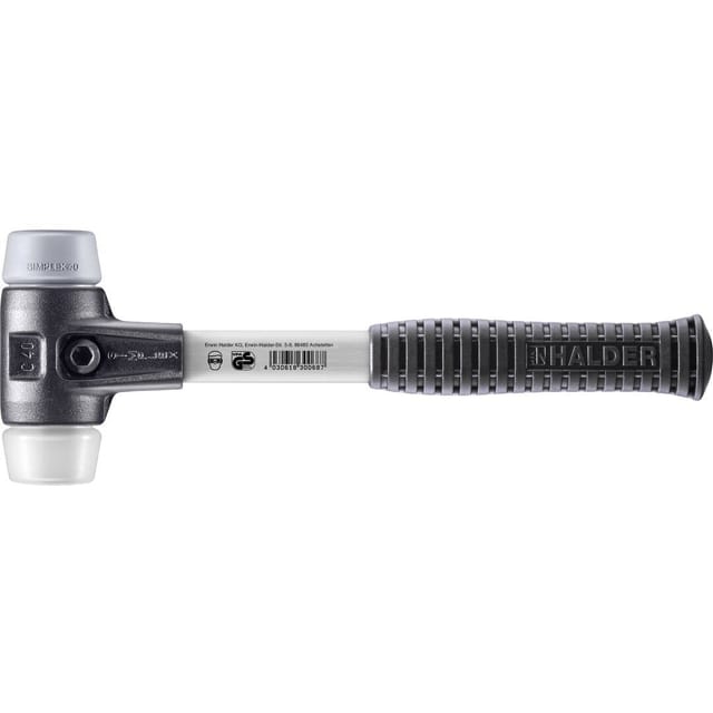 Halder Simplex Schonhammer Ø 40 mm TPE-mid Grau Superplastik mit Verstärktem Tempergussgehäuse und FiberglasStiel