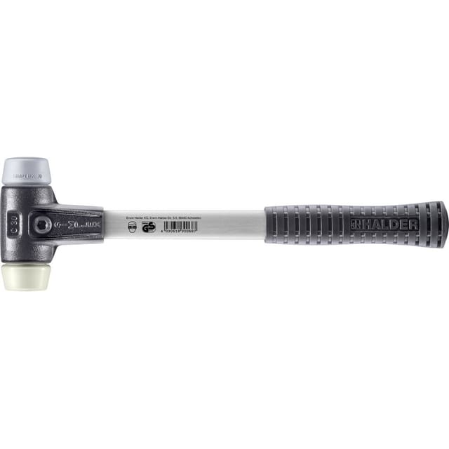 Halder Simplex Schonhammer Ø 30 mm TPE-mid Grau Nylon mit Verstärktem Tempergussgehäuse und FiberglasStiel
