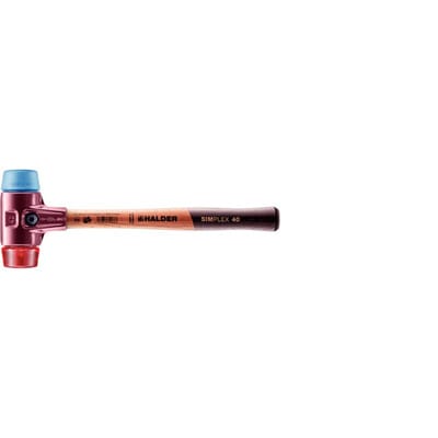 Halder Simplex Schonhammer Ø 40 mm TPE-soft Blau Plastik Rot mit Tempergussgehäuse