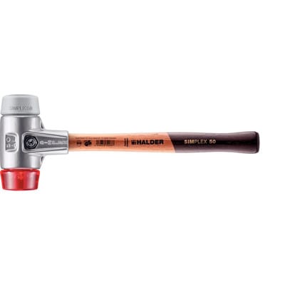 Halder Simplex Schonhammer Ø 50 mm TPE-mid Grau Plastik Rot mit Aluminiumgehäuse