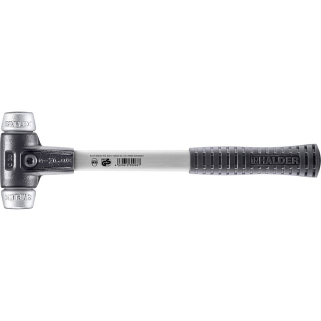 Halder Simplex Schonhammer Ø 30 mm Weichmetall mit Verstärktem Tempergussgehäuse und FiberglasStiel