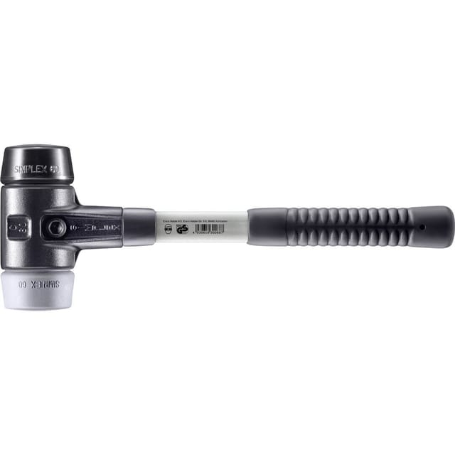 Halder Simplex Schonhammer Ø 60 mm Gummi Schwarz TPE-mid Grau mit Verstärktem Tempergussgehäuse und FiberglasStiel