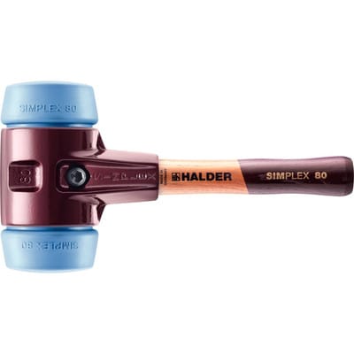 Halder Simplex Schonhammer Ø 80 mm TPE-soft Blau Kurzer Stiel mit Tempergussgehäuse
