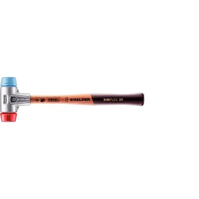 Halder Simplex Schonhammer Ø 30 mm TPE-soft Blau Plastik Rot mit Aluminiumgehäuse