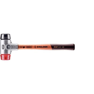 Halder Simplex Schonhammer Ø 40 mm Gummi Schwarz Plastik Rot mit Aluminiumgehäuse