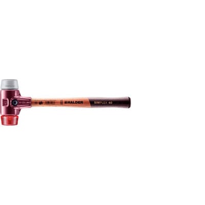 Halder Simplex Schonhammer Ø 40 mm TPE-mid Grau Plastik Rot mit Tempergussgehäuse
