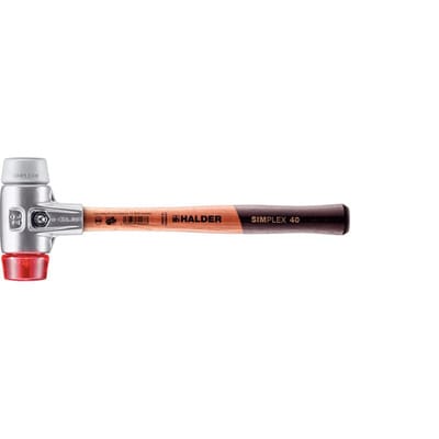 Halder Simplex Schonhammer Ø 40 mm TPE-mid Grau Plastik Rot mit Aluminiumgehäuse