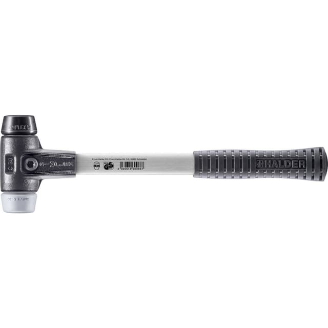 Halder Simplex Schonhammer Ø 30 mm Gummi Schwarz TPE-mid Grau mit Verstärktem Tempergussgehäuse und FiberglasStiel