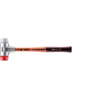Halder Simplex Schonhammer Ø 30 mm TPE-mid Grau Plastik Rot mit Aluminiumgehäuse