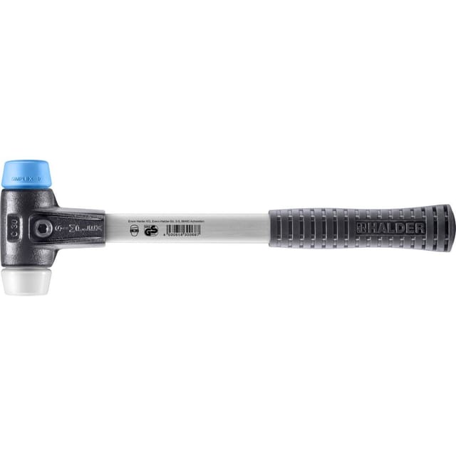 Halder Simplex Schonhammer Ø 30 mm TPE-soft Blau Superplastik mit Verstärktem Tempergussgehäuse und FiberglasStiel