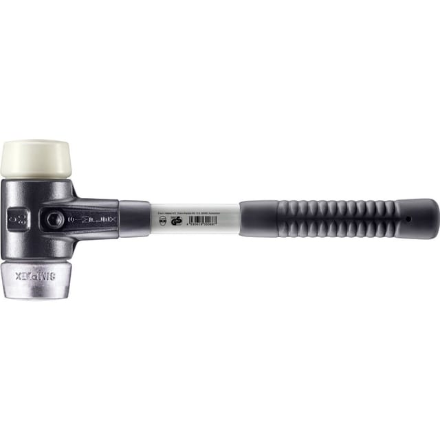 Halder Simplex Schonhammer Ø 60 mm Nylon Weichmetall mit Verstärktem Tempergussgehäuse und FiberglasStiel