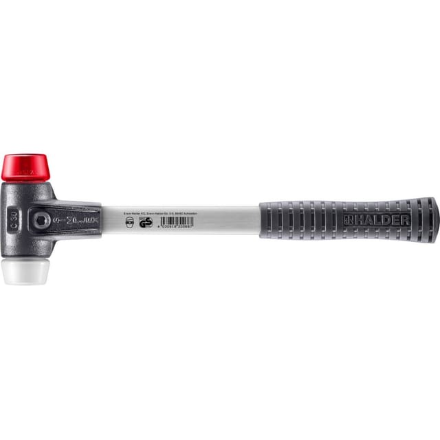 Halder Simplex Schonhammer Ø 30 mm Plastik Rot Superplastik mit Verstärktem Tempergussgehäuse und FiberglasStiel
