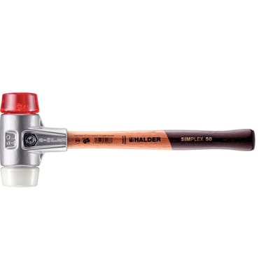 Halder Simplex Schonhammer Ø 50 mm Plastik Rot Superplastik mit Aluminiumgehäuse