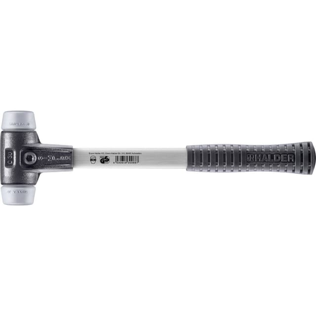 Halder Simplex Schonhammer Ø 30 mm TPE-mid Grau mit Verstärktem Tempergussgehäuse und FiberglasStiel