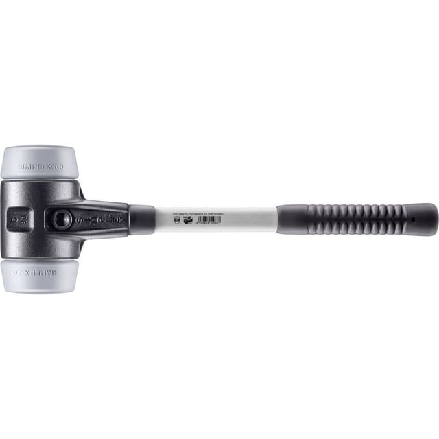 Halder Simplex Schonhammer Ø 80 mm TPE-mid Grau mit Verstärktem Tempergussgehäuse und FiberglasStiel