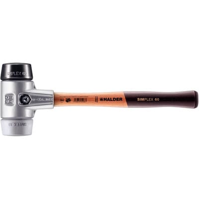 Halder Simplex Schonhammer Ø 60 mm Gummi Schwarz TPE-mid Grau mit Aluminiumgehäuse