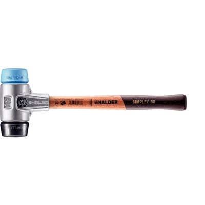 Halder Simplex Schonhammer Ø 50 mm TPE-soft Blau Gummi Schwarz mit Aluminiumgehäuse