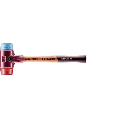 Halder Simplex Schonhammer Ø 50 mm TPE-soft Blau Plastik Rot mit Tempergussgehäuse