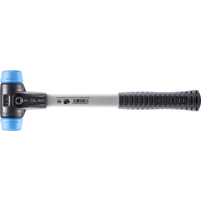Halder Simplex Schonhammer Ø 30 mm TPE-soft Blau mit Verstärktem Tempergussgehäuse und FiberglasStiel