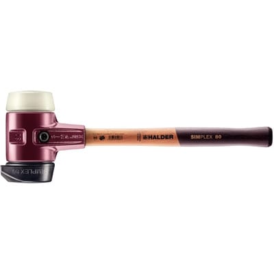 Halder Simplex Schonhammer Ø 80 mm Gummi Nylon mit Standfuß und Termpergussgehäuse