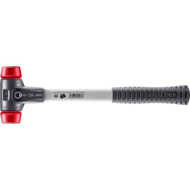 Halder Simplex Schonhammer Ø 30 mm Plastik Rot mit Verstärktem Tempergussgehäuse und FiberglasStiel