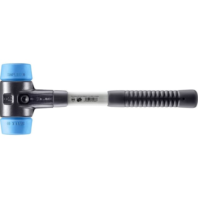 Halder Simplex Schonhammer Ø 60 mm TPE-soft Blau mit Verstärktem Tempergussgehäuse und FiberglasStiel