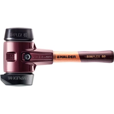 Halder Simplex Schonhammer Ø 80 mm Gummi mit Standfuß und Extra Kurzem Stiel Termpergussgehäuse