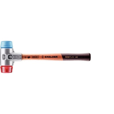 Halder Simplex Schonhammer Ø 40 mm TPE-soft Blau Plastik Rot mit Aluminiumgehäuse