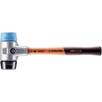 Halder Simplex Schonhammer Ø 60 mm TPE-soft Blau Gummi Schwarz mit Aluminiumgehäuse
