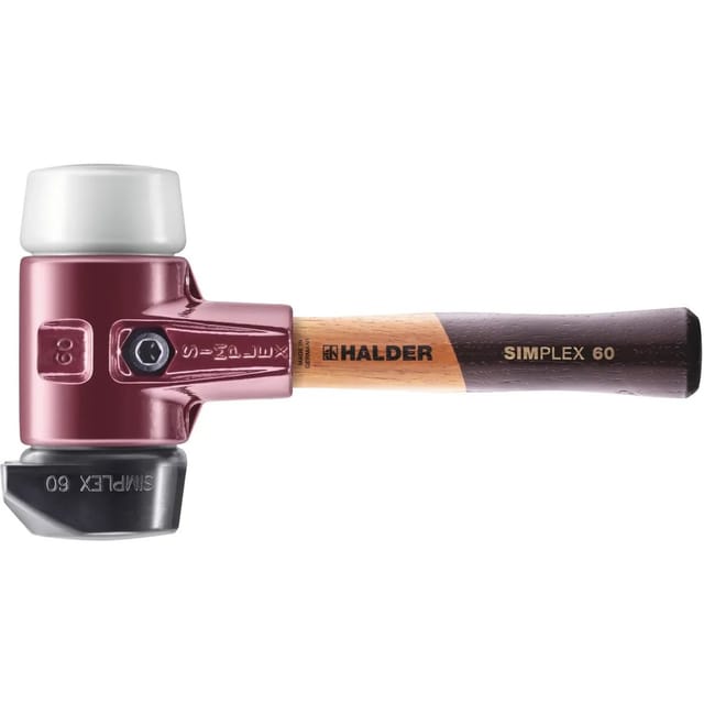 Halder Simplex Schonhammer Ø 60 mm Gummi Schwarz Superplastik mit Standfuß Kurzer Stiel mit Tempergussgehäuse