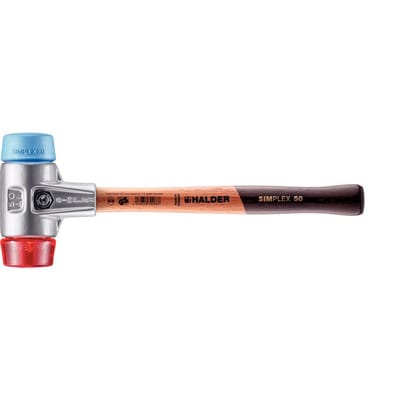Halder Simplex Schonhammer Ø 50 mm TPE-soft Blau Plastik Rot mit Aluminiumgehäuse