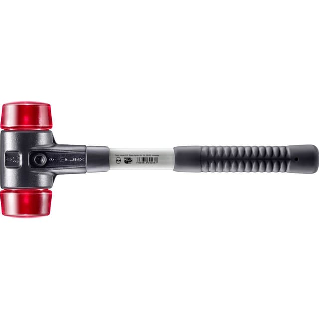 Halder Simplex Schonhammer Ø 60 mm Plastik Rot mit Verstärktem Tempergussgehäuse und FiberglasStiel