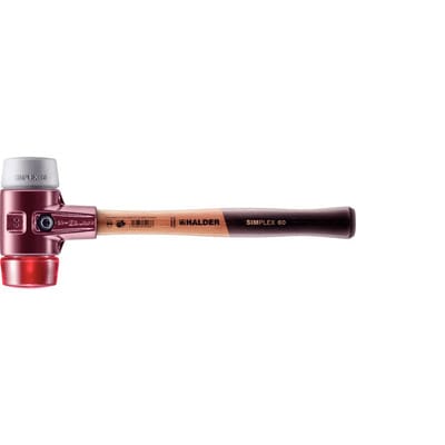 Halder Simplex Schonhammer Ø 60 mm TPE-mid Grau Plastik Rot mit Tempergussgehäuse