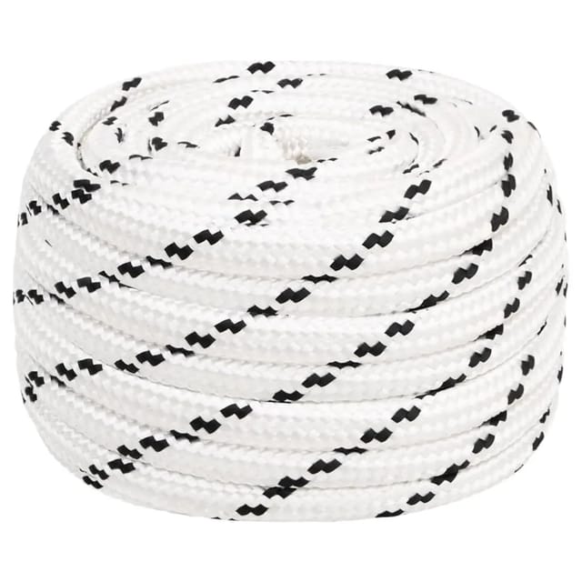 vidaXL Bootsseil Geflochten Weiß 16 mmx25 m Polyester 152783