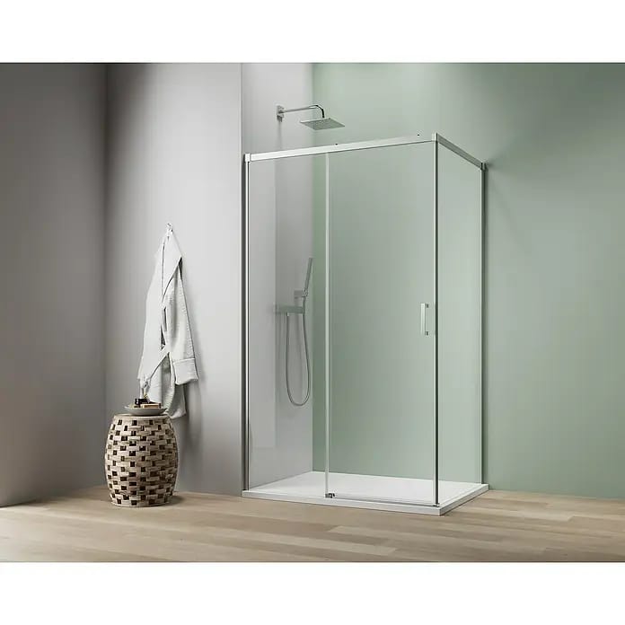 Camargue Roma Mix & Match Eckdusche (L x B x H: 100 x 100 x 195 cm, Beschichtet, Silberglanz, DIN Anschlag: Links)