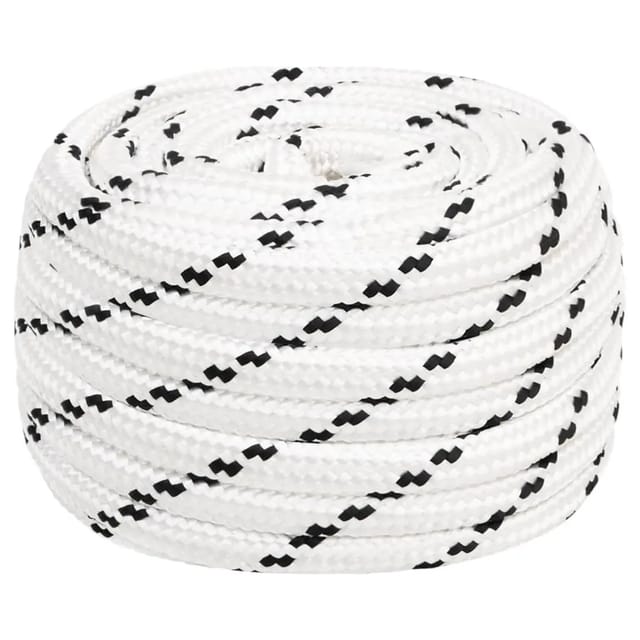 vidaXL Bootsseil Geflochten Weiß 18 mmx25 m Polyester 152786