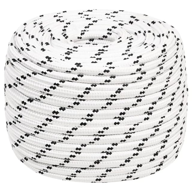 vidaXL Bootsseil Geflochten Weiß 14 mmx250 m Polyester 152782