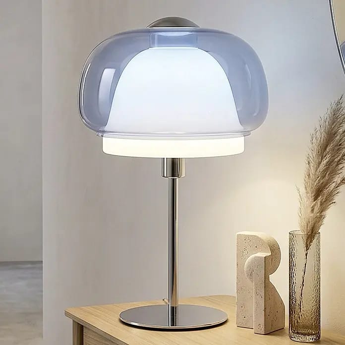 Eglo Tischleuchte Belomontejo (40 W, L x B x H: 30 x 3 x 110 cm, Chrom/ Weiß/ Blau, E14)