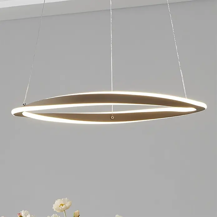 Eglo LED-Pendelleuchte rund (Ø x H: 57 x 120 cm, Sandfarben, Warmweiß)