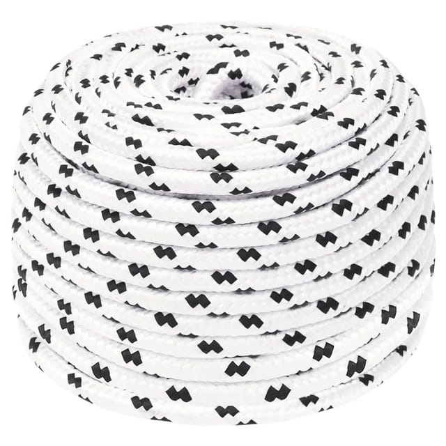 vidaXL Bootsseil Geflochten Weiß 6 mmx25 m Polyester 152761